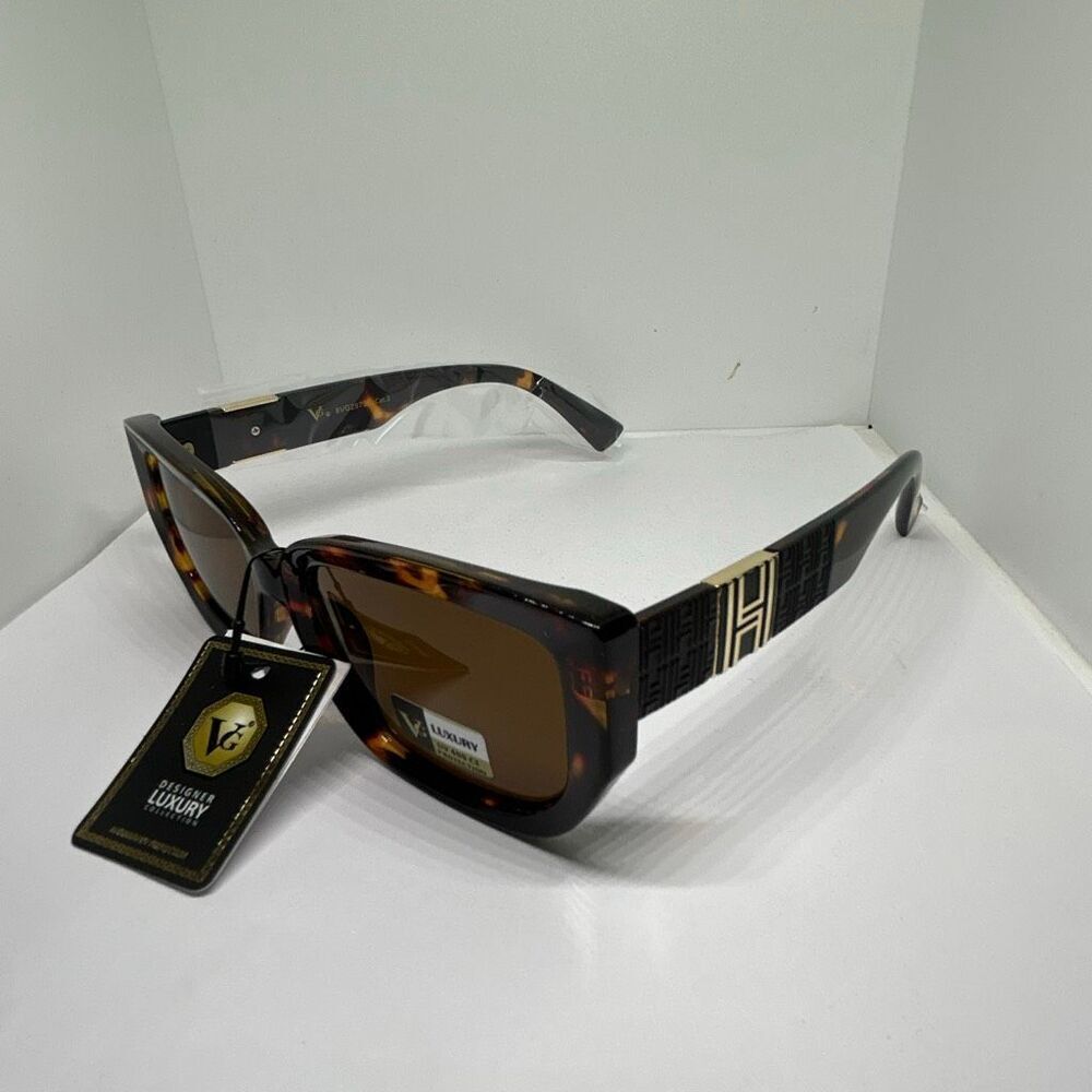 VG Tortoise Designer Luxury Square Sunglasses NWT UV400 Protection